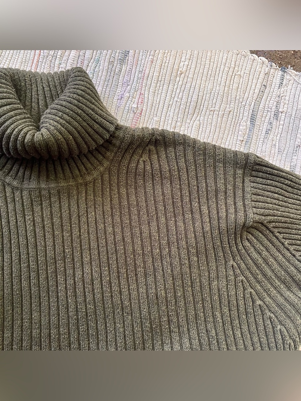 Vintage cotton Turtleneck Sweater Cotton Green XL